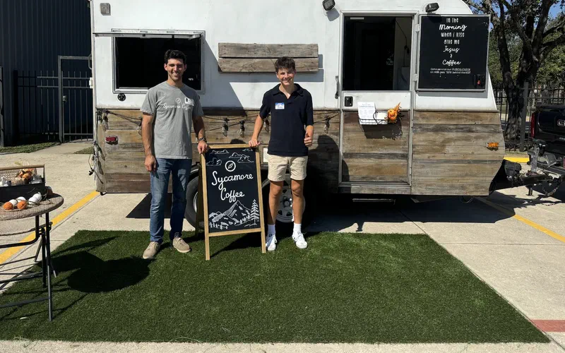The Sycamore Coffee Camper set up and serving